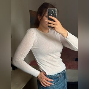 Women's White Long Sleeve Top